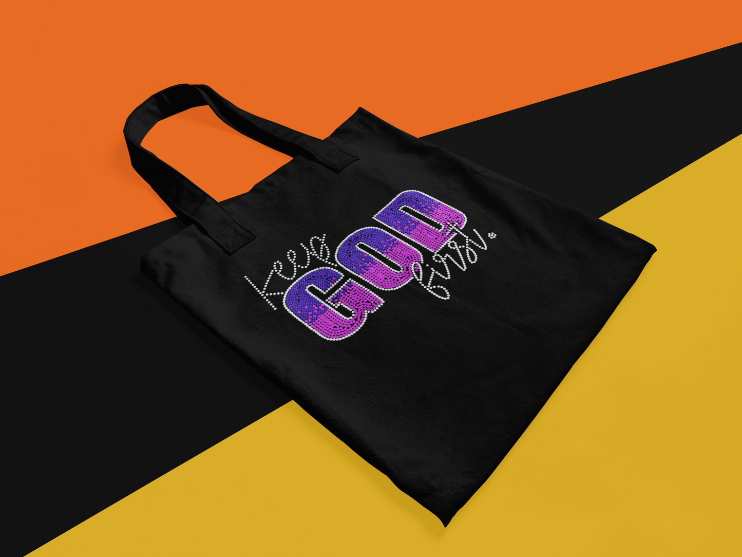 Keep God First, Rhinestone Design- Tote Bag